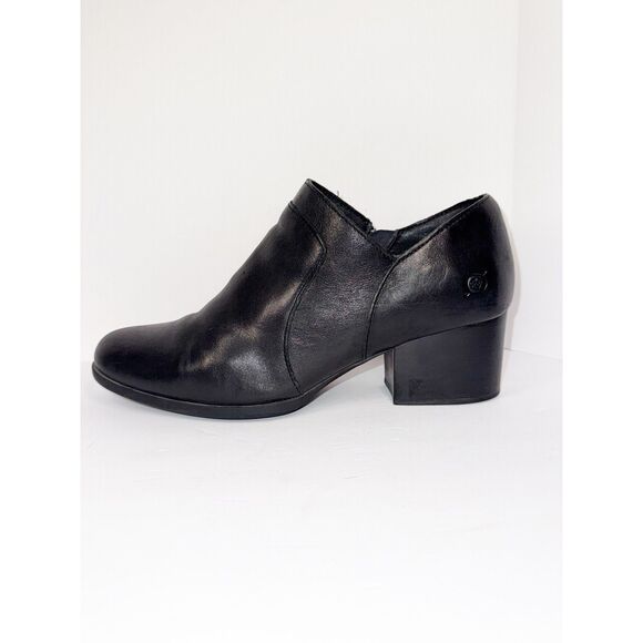 Born Black Leather Ankle Boot Shootie Bootie Block Heel Side Zip Classic Women 9 - Picture 8 of 16